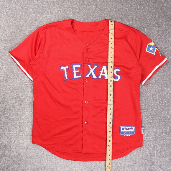 Texas Rangers Baseball Mitch Moreland #18 Size 50 Red Full Button Up Jersey - Picture 3 of 12